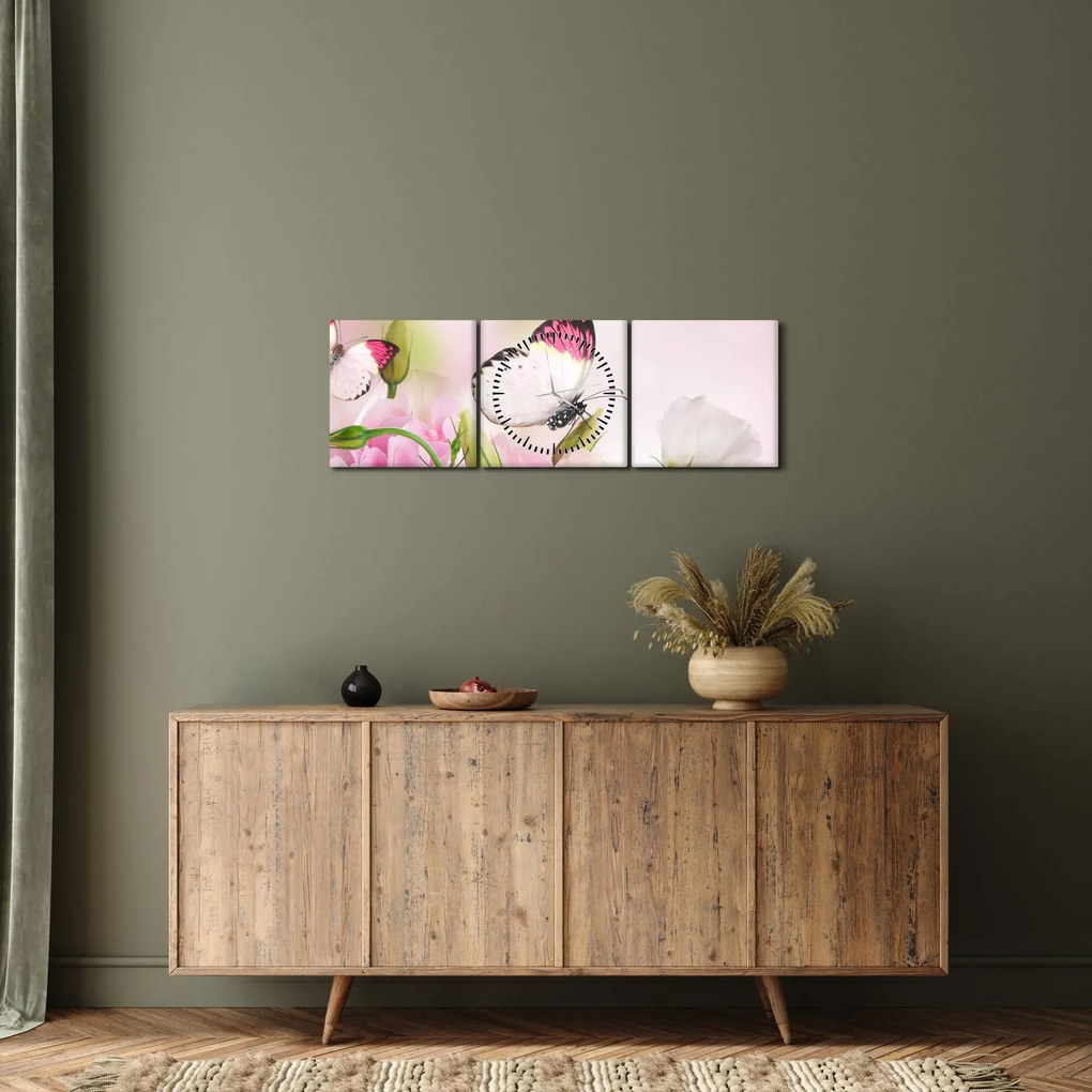 Tablou - Fluturele (cu ceas) (90x30 cm)