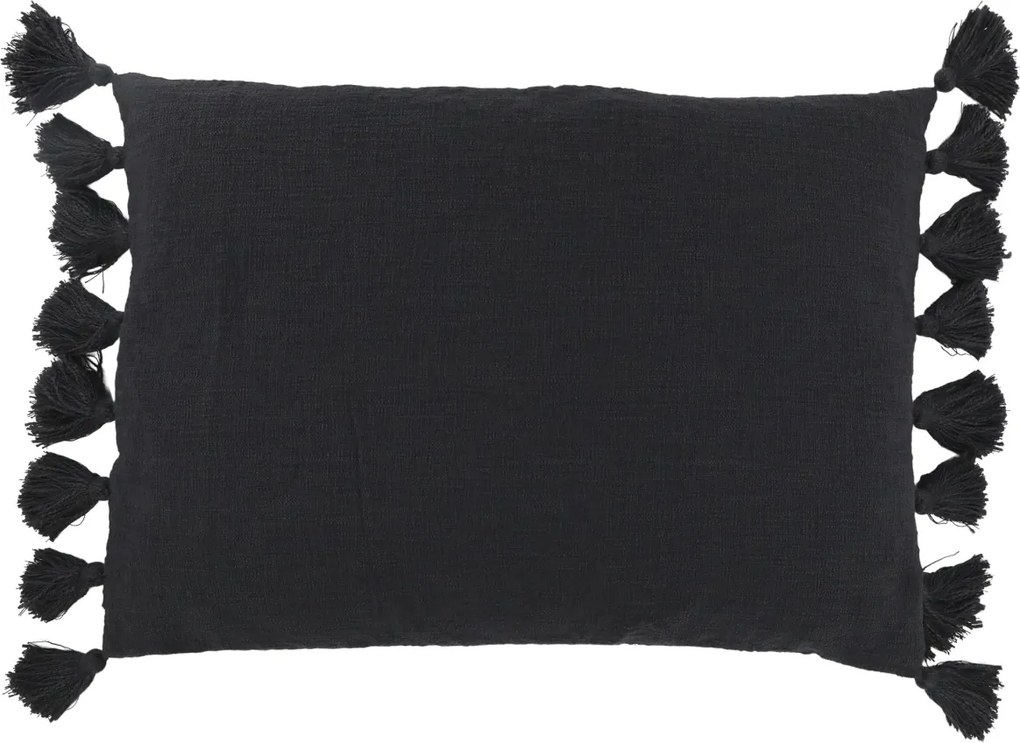 Fata de perna, din textil, cu ciucuri, 70x50 cm, Midnight