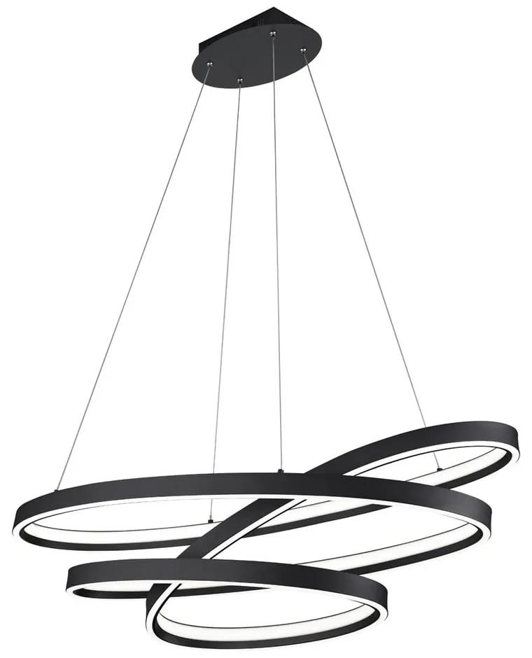 Lustră neagră LED cu control vocal/cu control prin aplicații mobile cu abajur din metal Ciola – CINQUE
