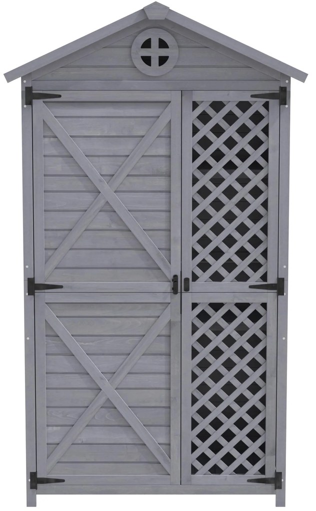 Depozit de mobilier de grădină din lemn pentru exterior, magazie de unelte rezistentă la intemperii, cu mult spațiu de depozitare și construcție din lemn stabilă, 90×56,5×175,3 cm, Gri