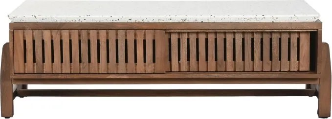 Masuta de cafea din lemn de acacia si marmura, 127X67X47 cm, " Terrazo "