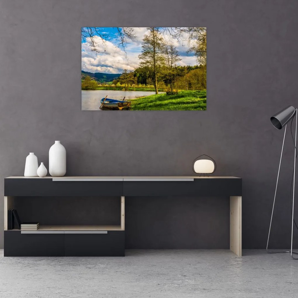 Tablou - Barcă pe lac (90x60 cm)