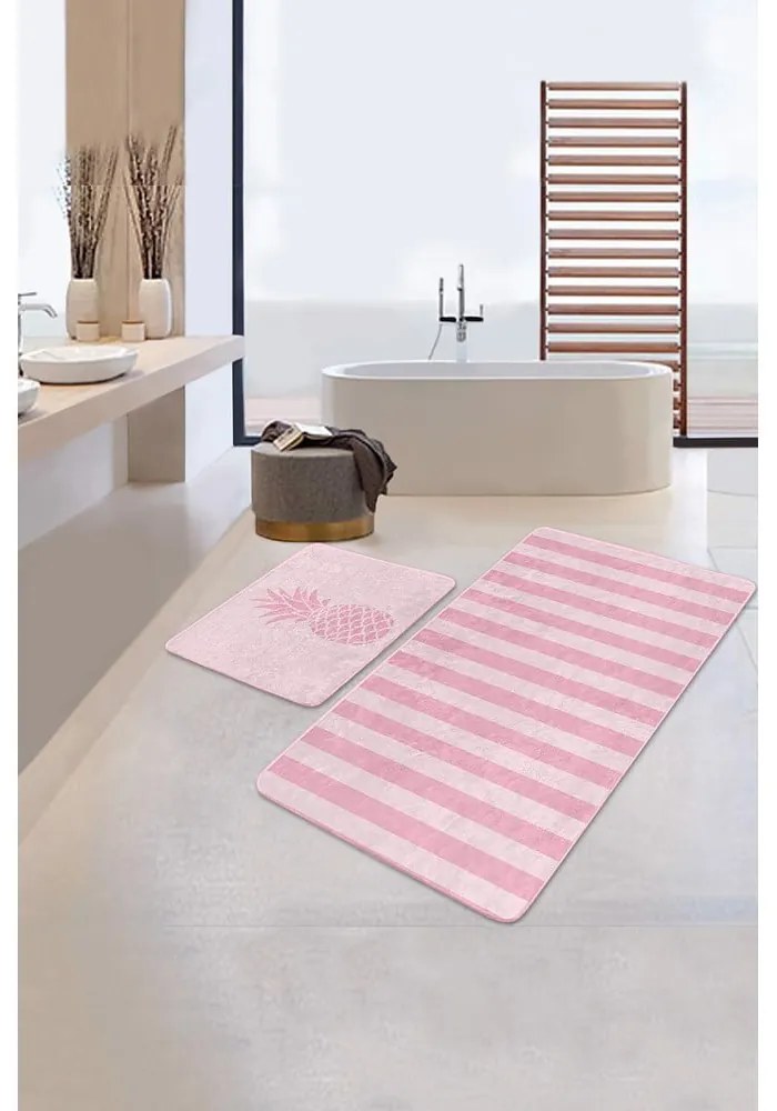 Covorașe de baie roz 2 buc. din catifea 60x100 cm – Mila Home