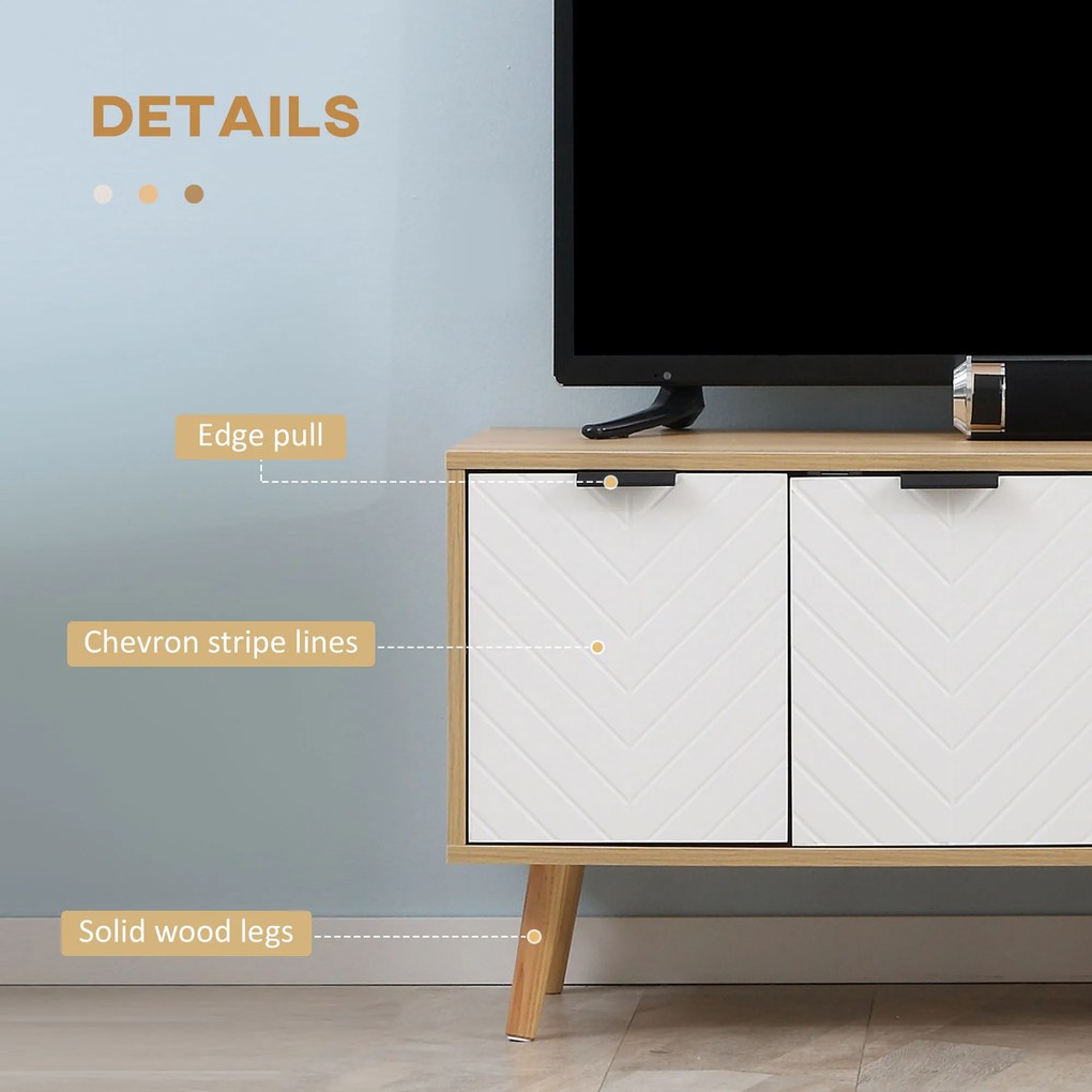 HOMCOM Dulap cu Suport pentru TV de până la 46", Comodă TV cu Rafturi de Depozitare și Dulap, 110x39x48,8 cm, Lemn Natural | Aosom Romania