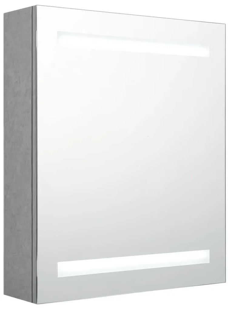 326479 vidaXL Dulap de baie cu oglindă și LED, gri beton, 50x14x60 cm