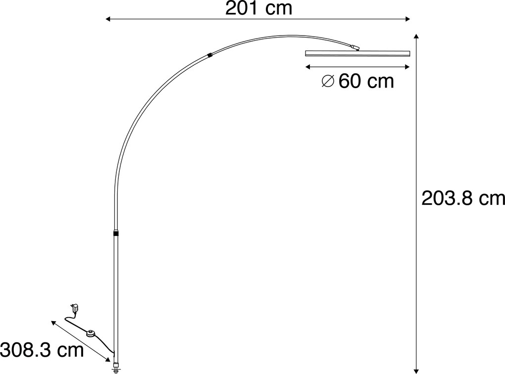 Lampă de podea arcuită de design neagră, incl. LED cu dimmer în 3 trepte - Anello