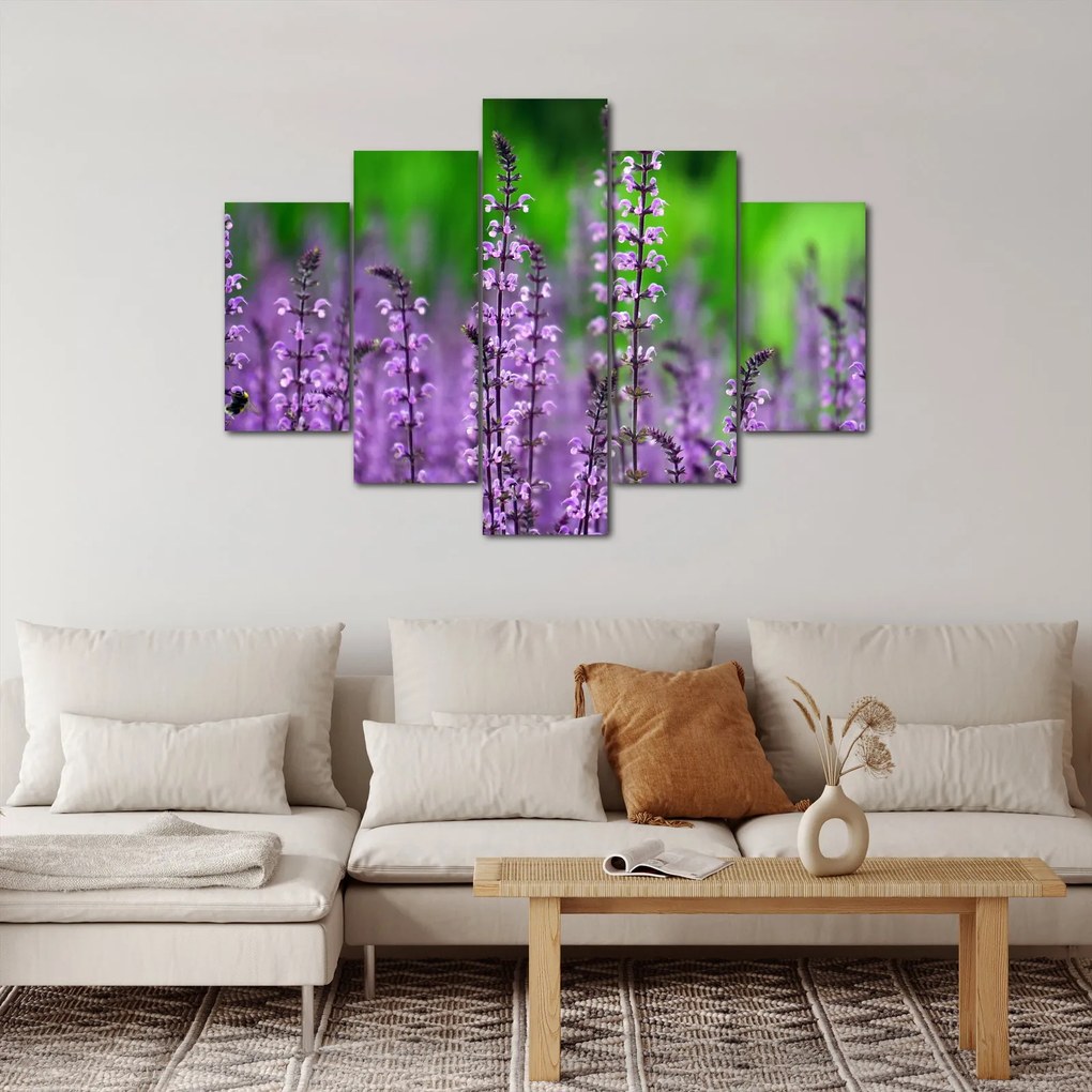 Tablou cu flori de luncă violete (150x105 cm)