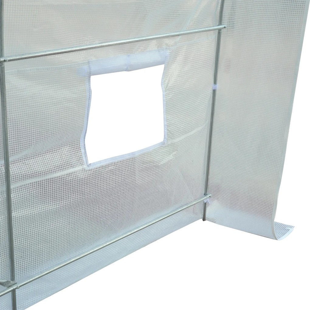 Outsunny Serra da Giardino a Tunnel Per Piante in PE con Tubi in Ferro, Bianco, 250x200x200cm