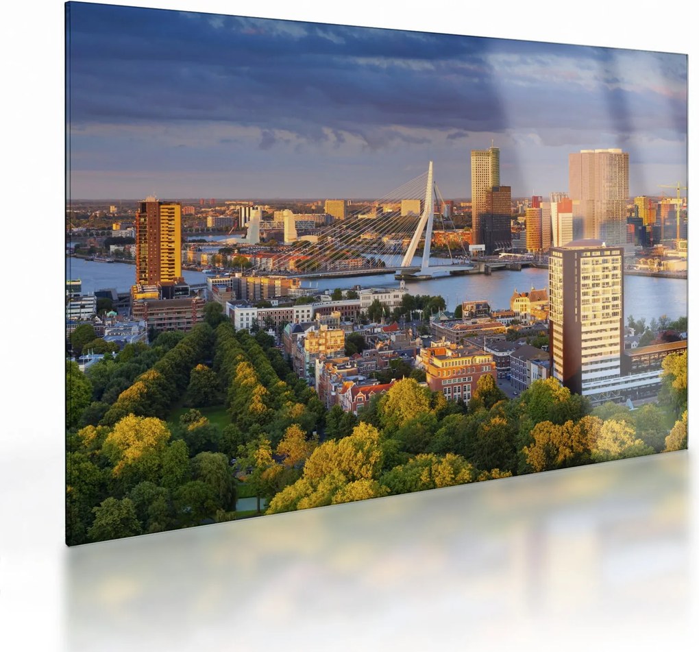 Tablou pe sticlă - Panorama Rotterdamului, Țările de Jos (70x50 cm)
