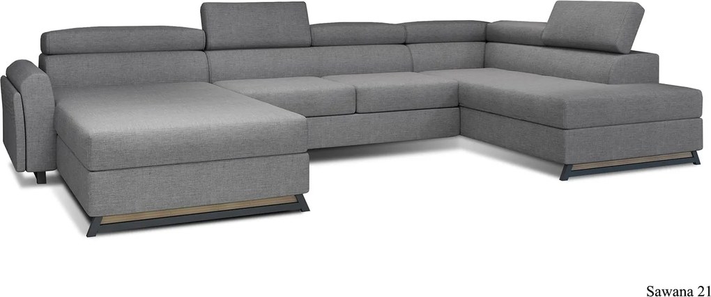 Colțar lemn masiv Formă U Extensibil Joy 370x190cm Personalizabil - Grande 75, Dreapta