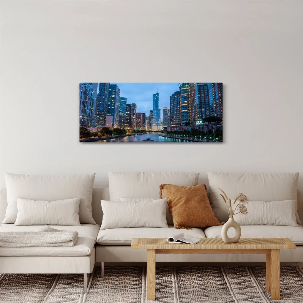 Tablou oraș nocturn (120x50 cm)