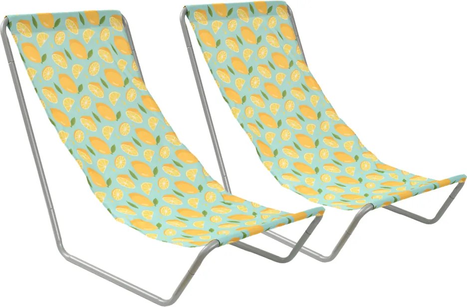 Set 2 bucati sezlonguri de plaja pliabile SAND LEMON, colorate
