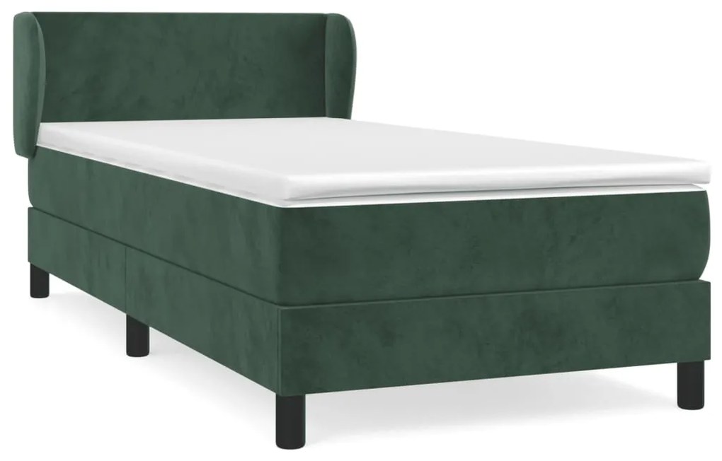 3127358 vidaXL Pat box spring cu saltea, verde închis, 100x200 cm, catifea