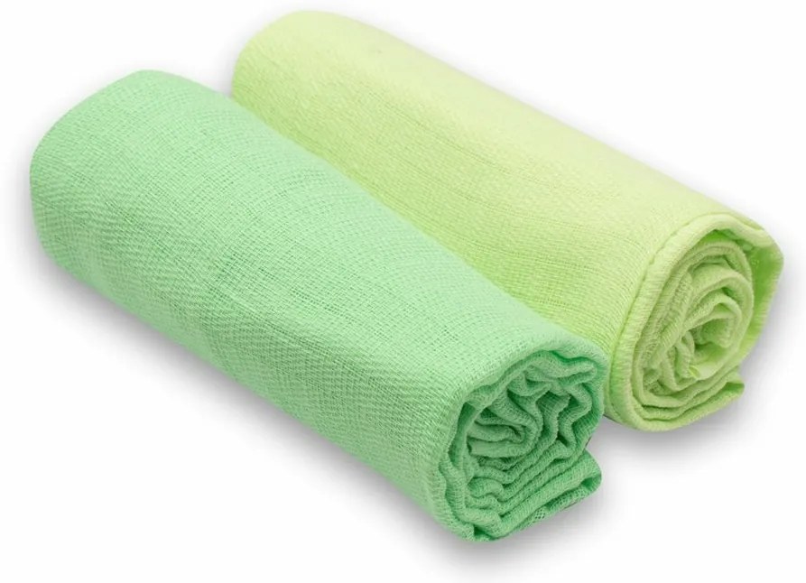 New Baby Scutece de bumbac verde deschis șiînchis, 70 x 80 cm, set de 2