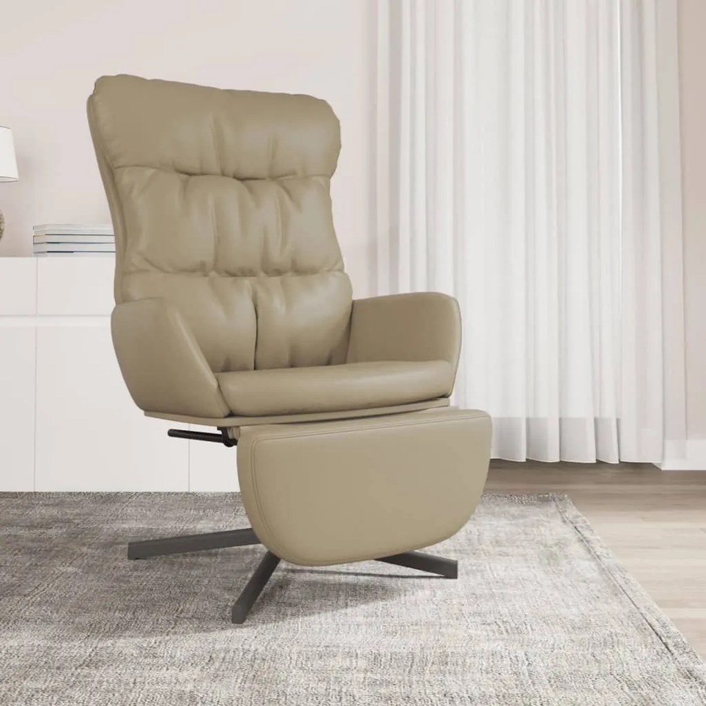 3097618 vidaXL Scaun de relaxare cu taburet, cappuccino, piele ecologică