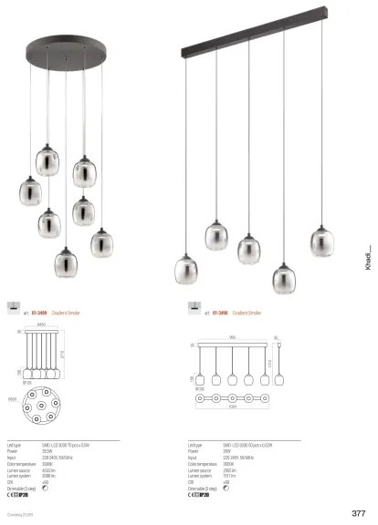 Redo 01-3490 - Lustră LED reglabilă pe cablu KHADI 5xLED/5,2W/230V negru/fumuriu