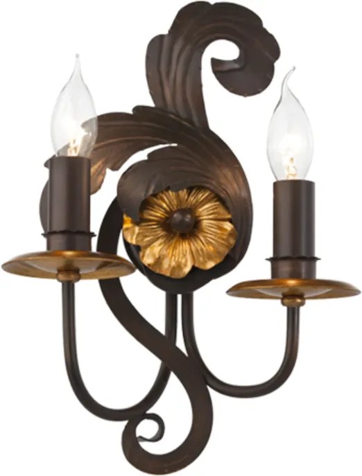 Aplică interior Incanti Spirito dreapta cu 2 brațe - maro/auriu