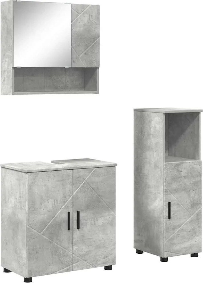 vidaXL Set de mobilier pentru baie 3 pcs Gri beton Lemn compozit