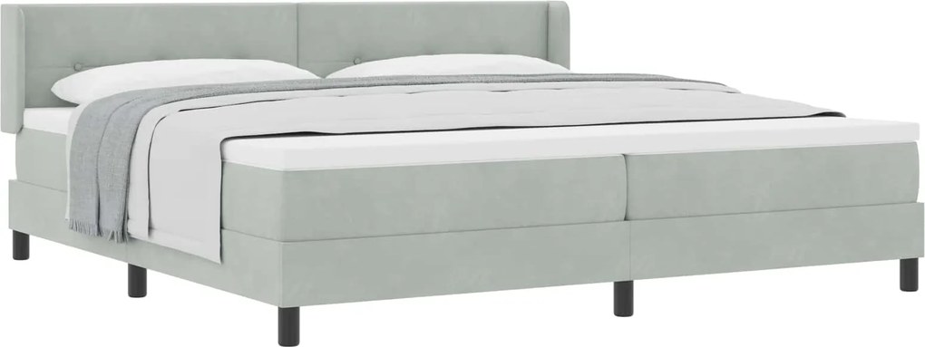 vidaXL Pat cu arcuri cu saltea Gri deschis 200 x 200 cm Catifea