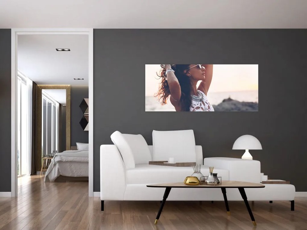 Tablou - Femeia pe plajă (120x50 cm)