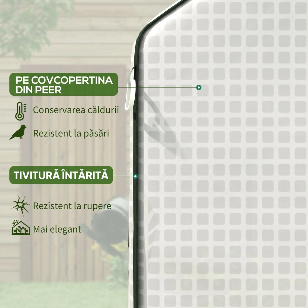 Outsunny Acoperire de Înlocuire Greenhouse Walk-in din PE cu Ușă Rulantă și Ferestre, 143 x 70 x 190cm, Verde | Aosom Romania