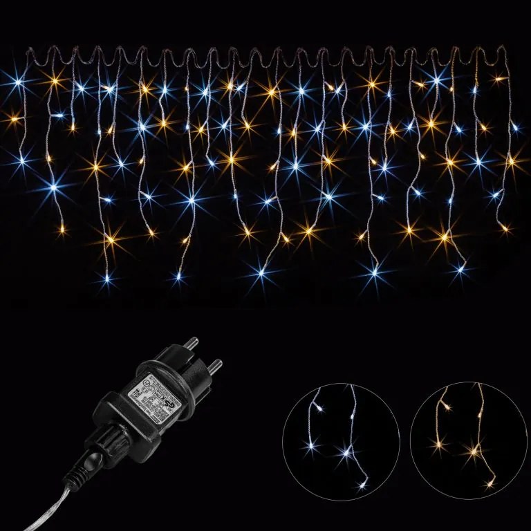 Instalație de Crăciun,tip ploaie - 15m,600 LED,alb rece/cald