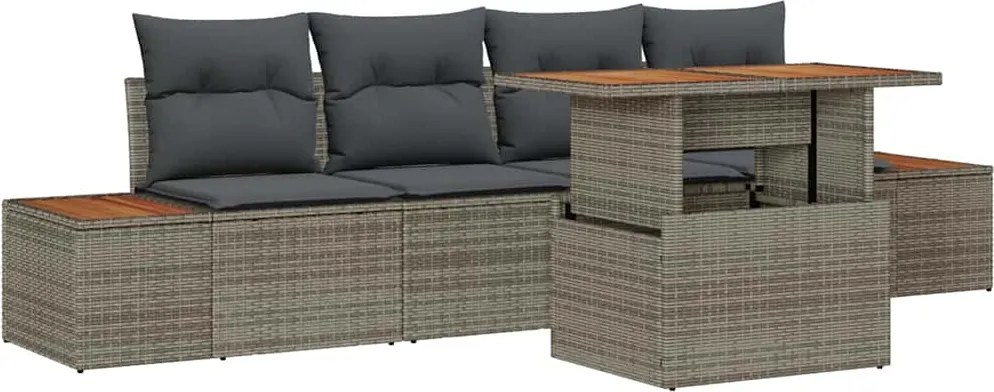 vidaXL Set de masă pentru grădină cu pernă 5 pcs Gri și Brown