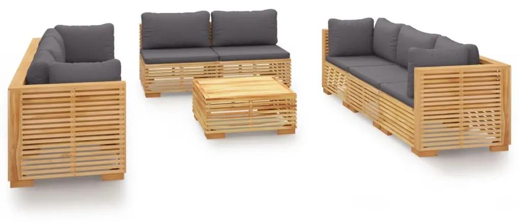 3100874 vidaXL Set mobilier grădină cu perne, 9 piese, lemn masiv de tec