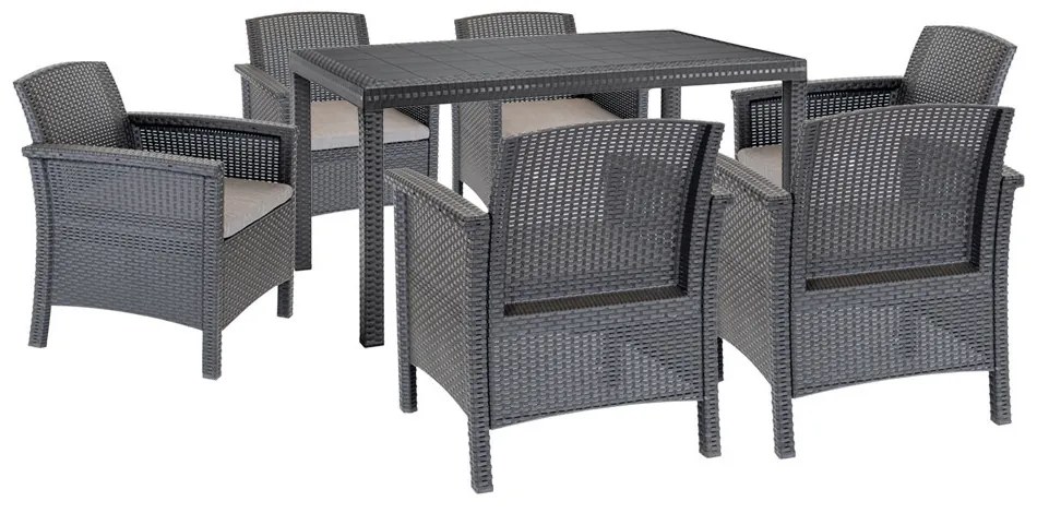 Set mobilier de grădină Venus IV cu 6 locuri, grafit