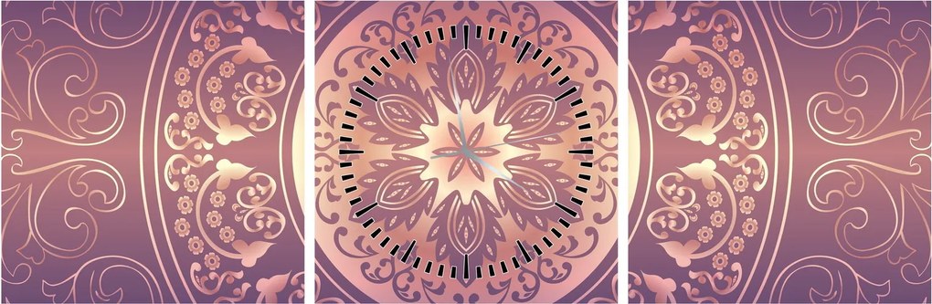 Tablou - Mandala pe gradient violet (cu ceas) (90x30 cm)