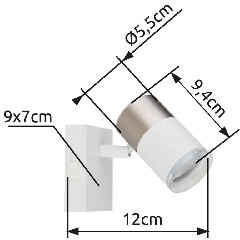 Aplica cu Spot directionabil BRISBON nickel/alb