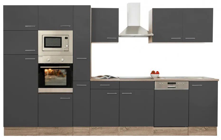 Mobilă de bucătărie Yorki 370, corp din stejar sonoma, cu față antracit satinat