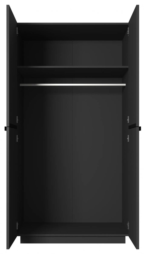Dulap Nicole dormitor 100 cm - negru mat / mânere negre