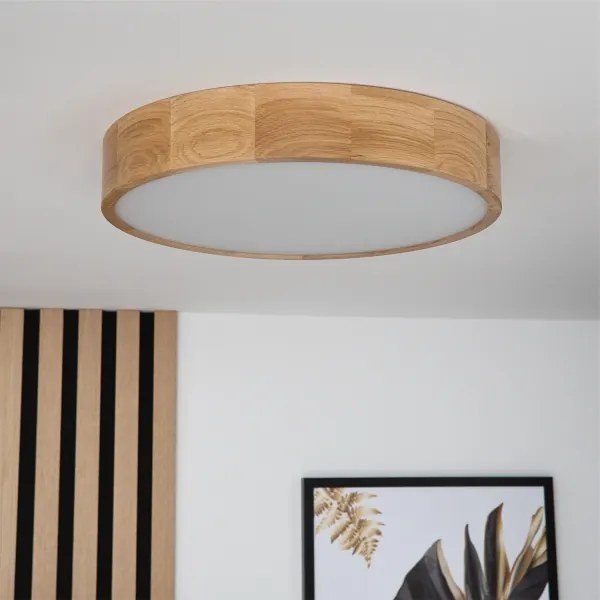 Brilagi - Plafonieră LED RGBW dimabilă CARVALHO, 3xE27/9W/230V, Wi-Fi, stejar, Ø 47,5 cm