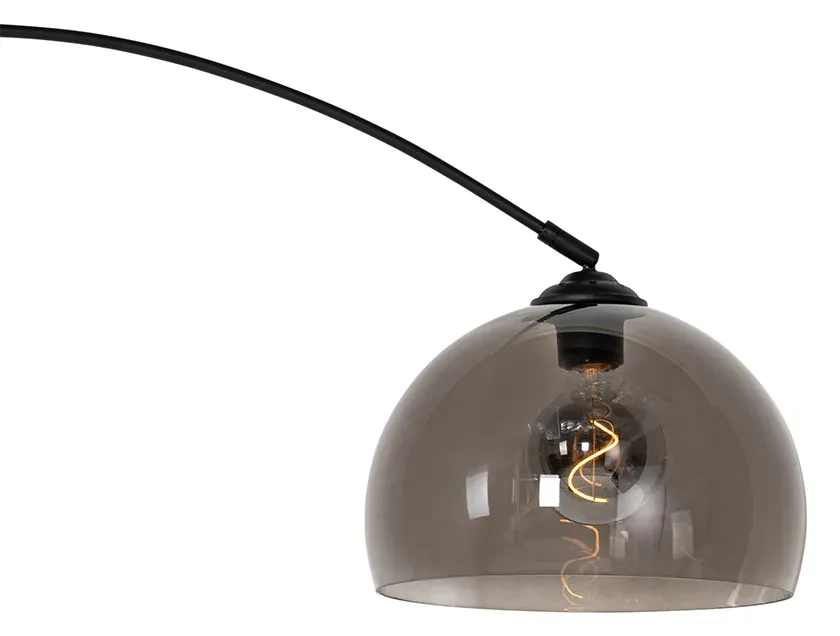 Lampă inteligentă arcuită de podea neagră cu sticlă fumurie, incl. WiFi G95 - Arc