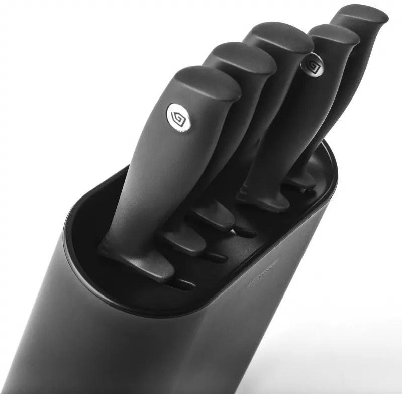 Set 5 cutite Brabantia Tasty+ 1001177, Otel calit, Rezistent la zgarieturi si coroziune, Gri inchis