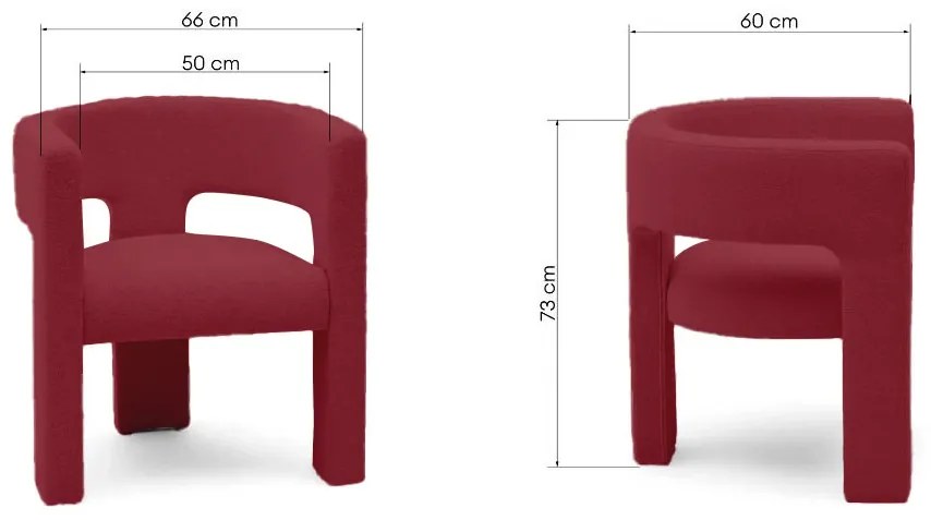 Fotoliu design catifea ALPAH B VELVET vișiniu