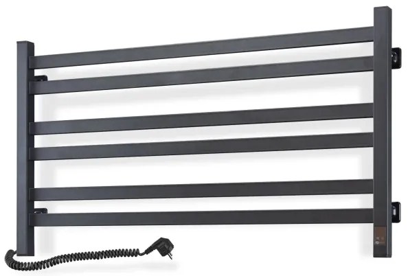 Radiator de baie tip scară cu termostat AVANGARD 316W/230V 50,6 cm IP44 negru, montare pe partea stângă