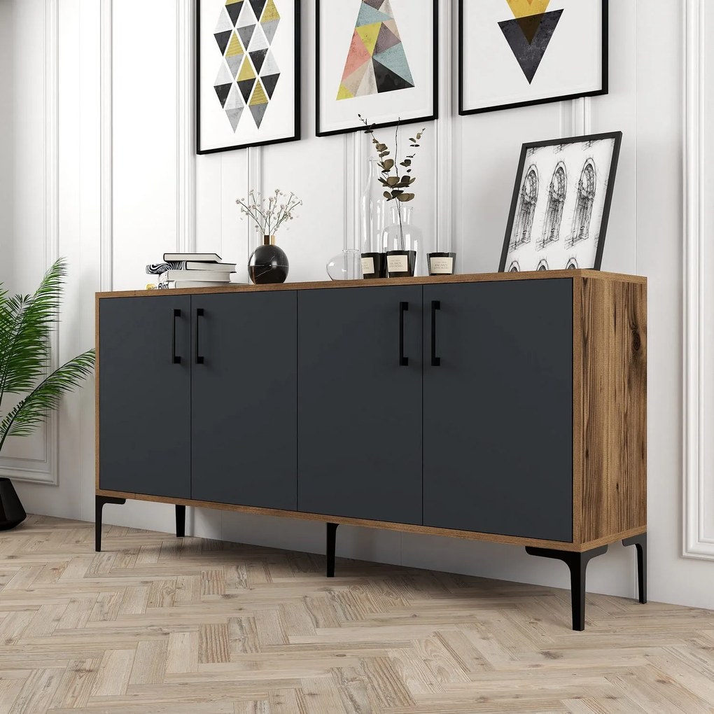 Consolă Kiev 160 - Walnut, Anthracite