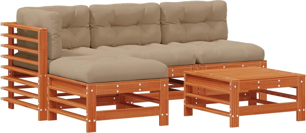 vidaXL Set de lounge pentru grădină 5 pcs Maro Ceară Lemn masiv de pin