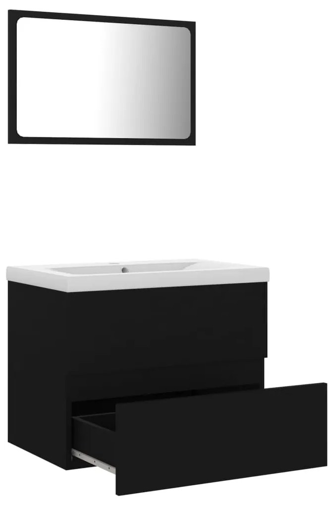 Set mobilier de baie, negru, lemn prelucrat