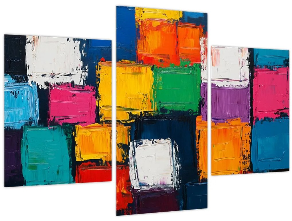 Tablou - Pictură cu pătrate colorate (90x60 cm)