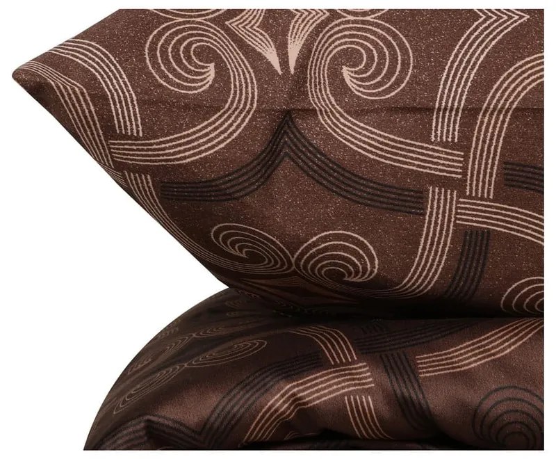 Lenjerie de pat maro din bumbac satinat pentru pat dublu 200x200 cm Pandora – Mijolnir