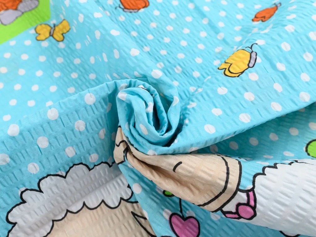 Lenjerie de pat din crep pentru patut OVECKY albastru Dimensiune lenjerie de pat: 45 x 65 cm | 90 x 135 cm