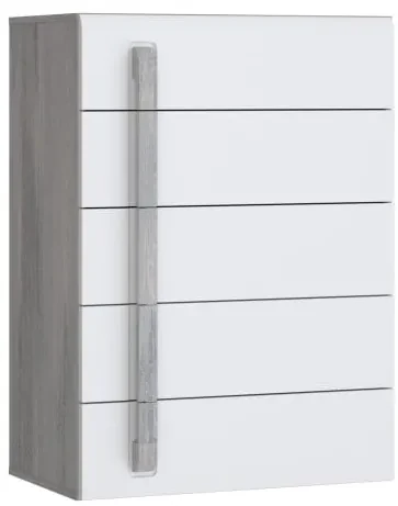 Comoda Stanga Atentivo Stejar Nordic Gri Si Alb Lucios, 70.2 Cm