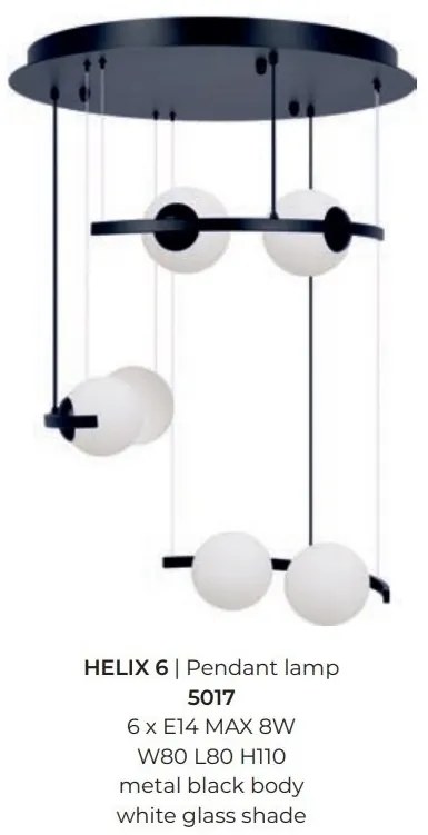 Lustra suspendata cu 6 de surse de lumina HELIX