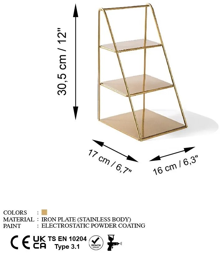 Suport bijuterii GED-011 Auriu 16x30.5x17 cm