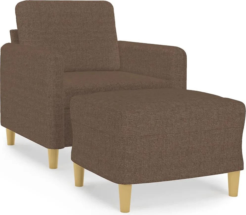 vidaXL Fotoliu canapea cu taburet, maro, 60 cm, material textil