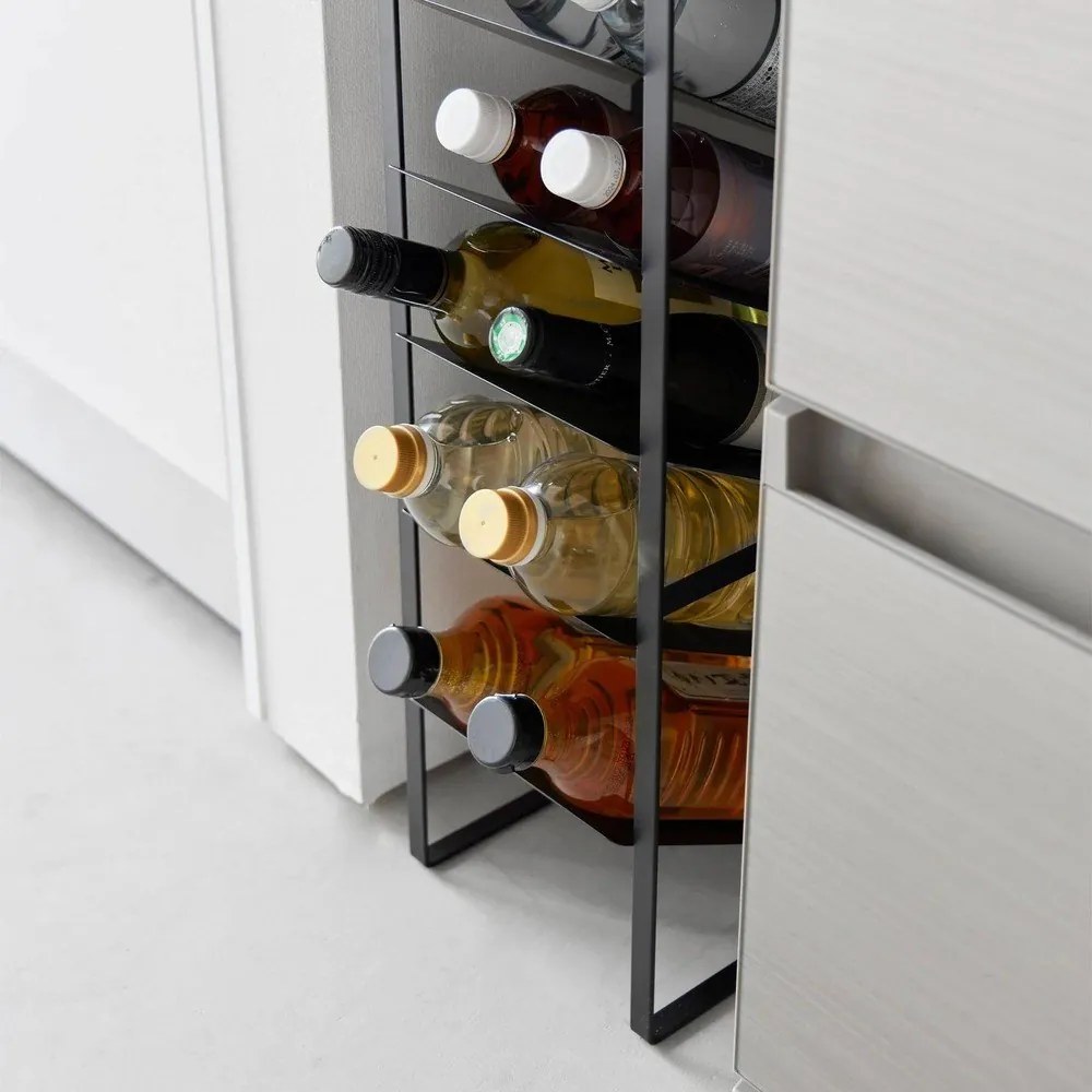Raft pentru sticle de vin negru din metal număr de sticle 16 20x88,5x19 cm Tower – YAMAZAKI