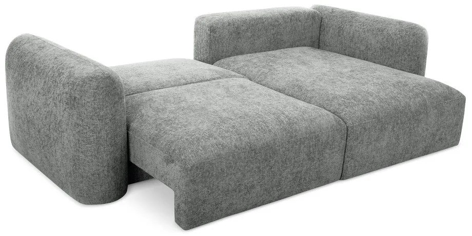 Colțar gri extensibil/cu spațiu de depozitare cu tapițerie din chenille (cu colț pe partea dreaptă/cu șezlong) Mele – Makamii